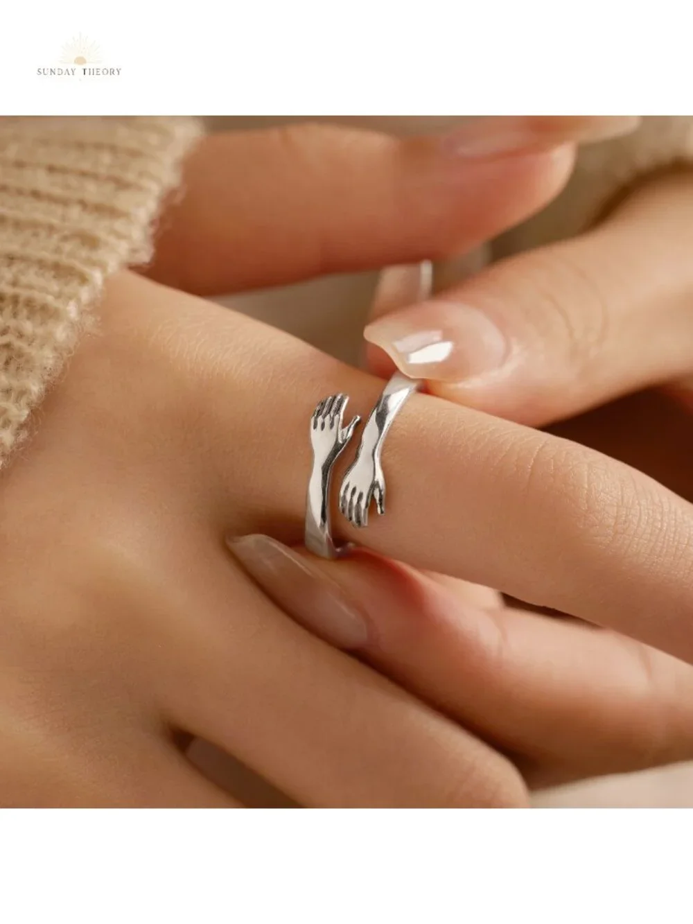 925 Sterling Silver Hug Ring Adjustable Women's Jewelry Gift